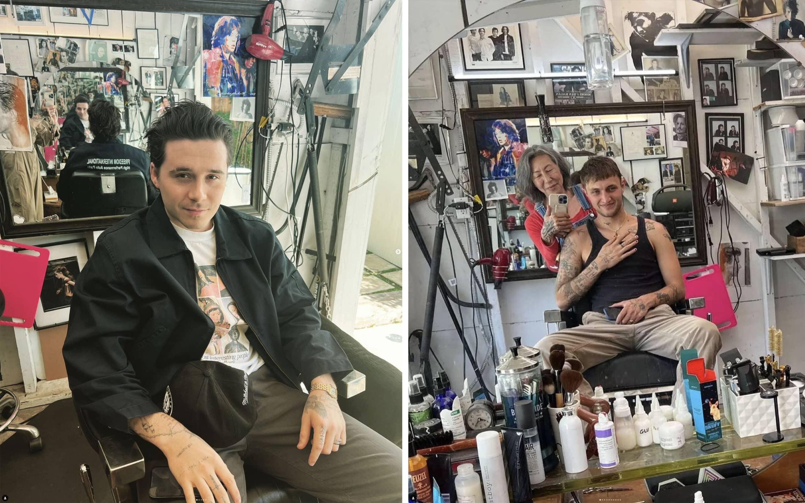 Brooklyn Beckham and Anwar Hadid in Mira's garage studio